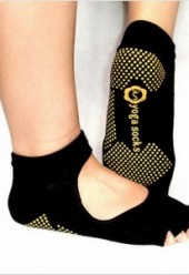 Yoga Pilates Barre Exercise Half Toe Grip Socks BLACK