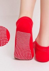 Yoga Pilates Barre Exercise Half Toe Grip Socks RED
